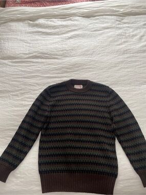 Filson Brown and Olive Striped Crewneck Sweater